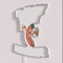 Charger l&#39;image dans la galerie, Vibrant neon LED Oktoberfest sausage beer drinking themed decorative sign
