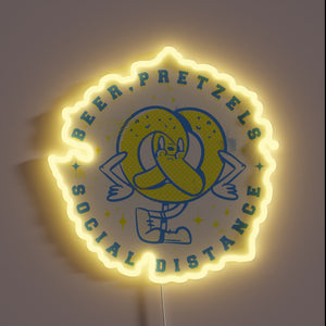 COVID-19 safety precautions meet traditional Oktoberfest flair in neon lights.
