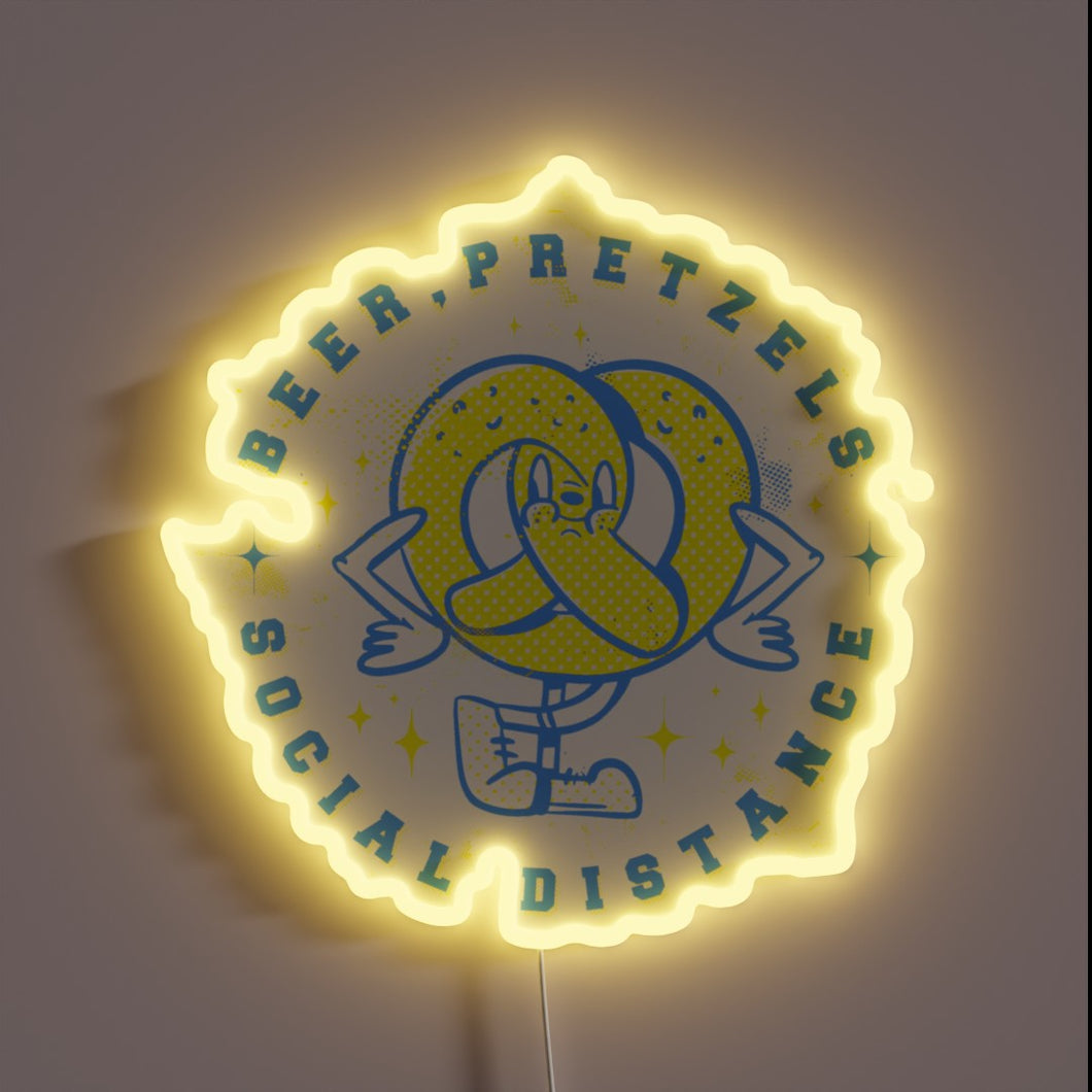 COVID-19 safety precautions meet traditional Oktoberfest flair in neon lights.