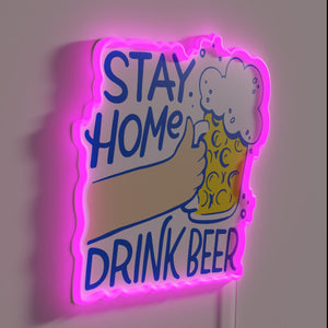 COVID Quarantine Oktoberfest Stay Home Drink Beer Sign in Neon Color