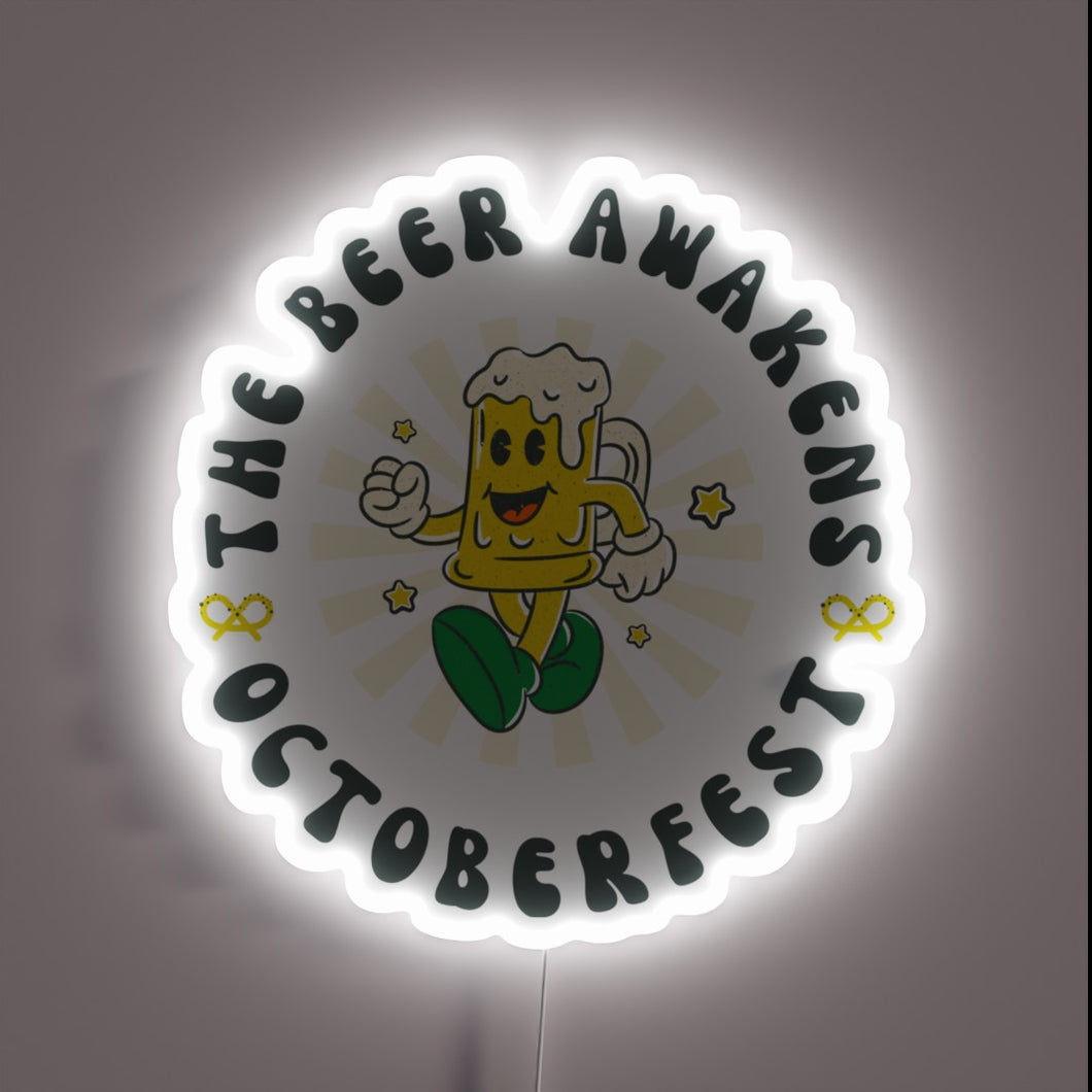 Oktoberfest The Beer Awakens Neon Sign for Beer Lovers