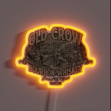 Charger l&#39;image dans la galerie, Vintage whiskey brand logo featuring colorful RGB neon lighting effect.