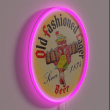 Charger l&#39;image dans la galerie, Vintage Beer Sign with Retro-Style RGB Color Changing Design.