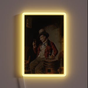 Vintage Artistic Neon Sign of an Old Gentleman Enjoying Beer