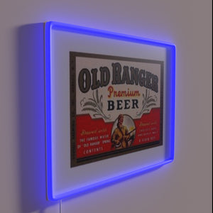 Vintage style LED bar sign with illuminated Old Ranger logo.