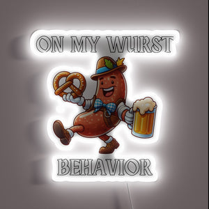 Vibrant neon sign for sausage enthusiasts and Oktoberfest revelers alike.