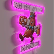 Charger l&#39;image dans la galerie, Colorful Oktoberfest decor with neon humor for sausage enthusiasts everywhere.