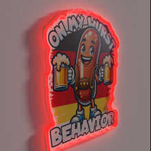 Charger l&#39;image dans la galerie, Neon sign declaring &#39;On my worst behavior&#39; in vibrant colors.