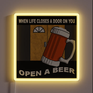 Colorful RGB neon sign to indicate an open cold beer