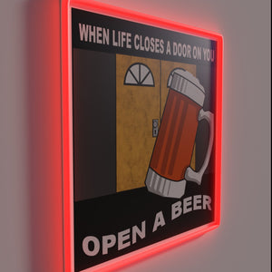 Eye-catching neon sign beckons you to crack open a cold one