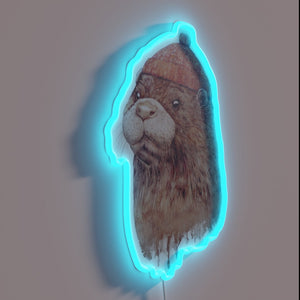 Vibrant glowing otter art decorates any room with colorful personality.