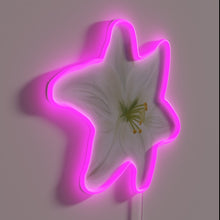 Charger l&#39;image dans la galerie, Elegant painted white lily illuminated in vibrant RGB neon hues.