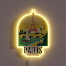 Charger l&#39;image dans la galerie, A glowing tribute to Paris — the Eiffel Tower, sailboats, and a romantic skyline wrapped in neon light.