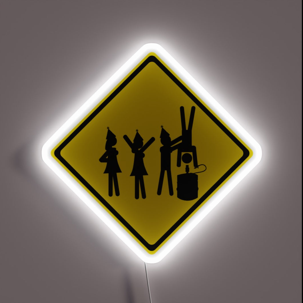 Neon party lights alerting passersby to fun and festivities ahead.