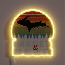 Charger l&#39;image dans la galerie, Neon Sign with Colorful Upper Peninsula of Michigan Beer Pasty Logo