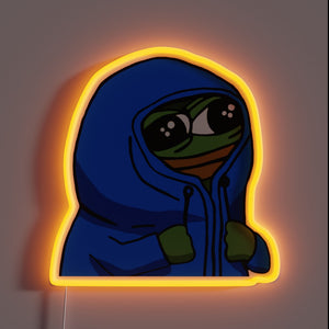 This neon sign captures **Peepo in a hoodie** with the classic cozy, shy, and adorable vibe. It’s the perfect soft glow for any space that needs a bit of wholesome meme warmth and introvert energy.
