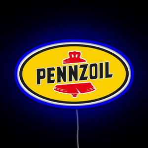 Pennzoil old logo RGB neon sign blue