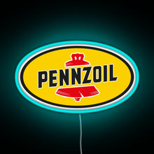 Charger l&#39;image dans la galerie, Pennzoil old logo RGB neon sign lightblue 