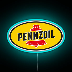 Pennzoil old logo RGB neon sign lightblue 