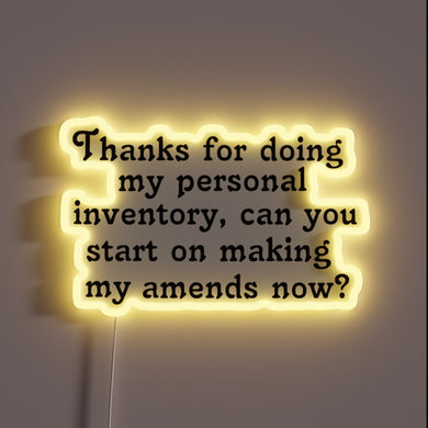 Glowing personal inventory tracker with customizable RGB neon lighting display
