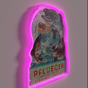 Electric Pflueger Fishing Brand Logo Neon Sign Illumination Design.