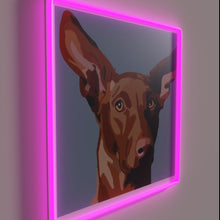 Charger l&#39;image dans la galerie, Glowing neon art of majestic pharaoh hound breed in color