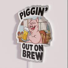 Charger l&#39;image dans la galerie, Vibrant Neon Sign Piggin Out on Brews Restaurant Decorations Illumination