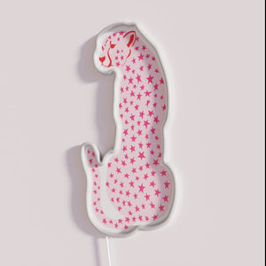 Vibrant pink and red star cheetah leopard neon light decor