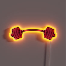 Charger l&#39;image dans la galerie, A neon pink barbell glowing with fiery orange — perfect for turning your gym gains into wall art!