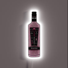 Charger l&#39;image dans la galerie, Neon sign shaped like a Pink Whitney glitter edition vodka bottle with a white glow.
