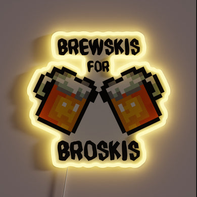 Vibrant pixel art beer mugs with RBG neon illuminated handles.