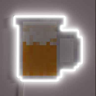 RGB Neon Illuminated Beer Glass with Pixelated Design and Glowing Accents
