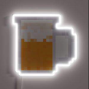 RGB Neon Illuminated Beer Glass with Pixelated Design and Glowing Accents
