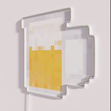 Charger l&#39;image dans la galerie, Glowing pixel art beer mug shaped neon bar decoration sign