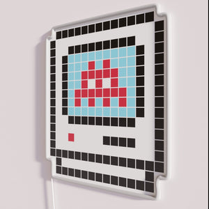 Vibrant pixel art invasion theme decor with RGB LED lighting