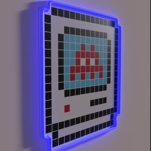 Pixel art invaders descend on your wall in vibrant colors.