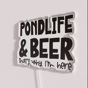 Vibrant neon sign with pond life and beer design