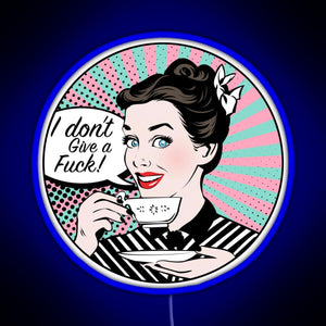 Pop Art retro woman IDGAF feminist Sticker RGB neon sign blue