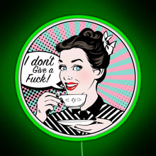 Charger l&#39;image dans la galerie, Pop Art retro woman IDGAF feminist Sticker RGB neon sign green