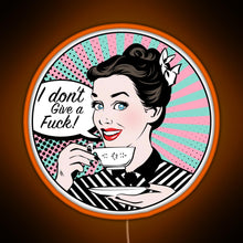 Charger l&#39;image dans la galerie, Pop Art retro woman IDGAF feminist Sticker RGB neon sign orange