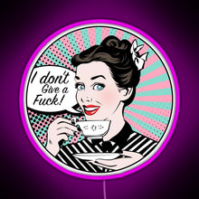 Charger l&#39;image dans la galerie, Pop Art retro woman IDGAF feminist Sticker RGB neon sign  pink