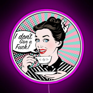 Pop Art retro woman IDGAF feminist Sticker RGB neon sign  pink