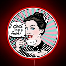 Charger l&#39;image dans la galerie, Pop Art retro woman IDGAF feminist Sticker RGB neon sign red