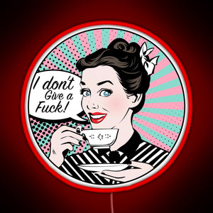 Pop Art retro woman IDGAF feminist Sticker RGB neon sign red