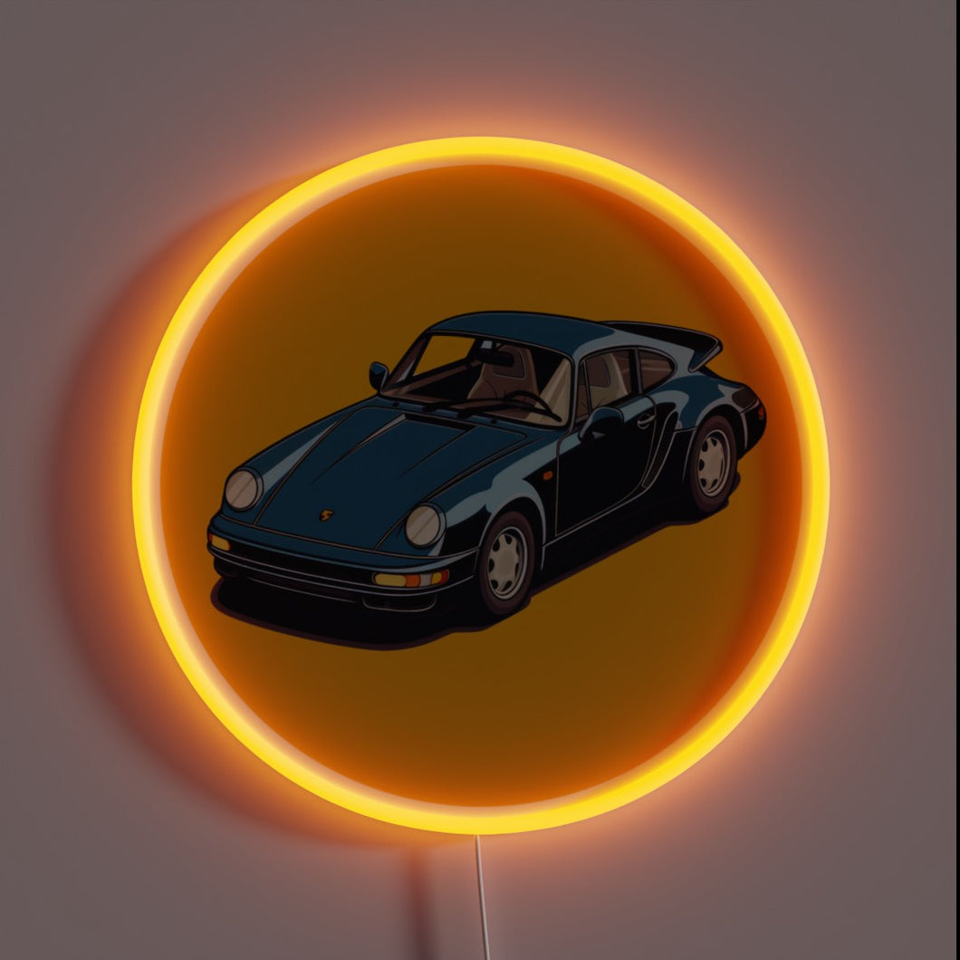 Rev up your garage with vibrant neon Porsche 911 lighting.