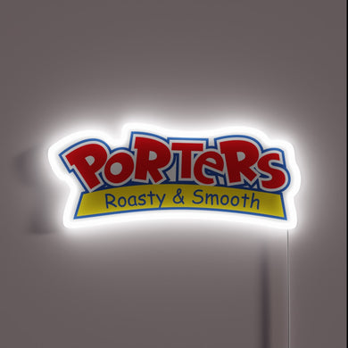 Eye-catching RGB illuminated sign for coffee lovers with roasty vibe.