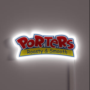 Eye-catching RGB illuminated sign for coffee lovers with roasty vibe.