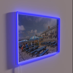 Porthleven Harbour Inn colourful neon bar pub wall decoration art
