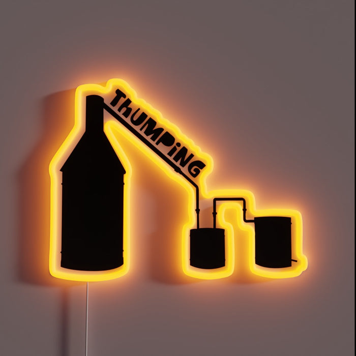 Retro-Style Neon Sign Featuring A Distressed Pot Still Design.