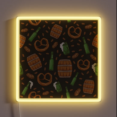 Oktoberfest celebration in a box: pretzels beer and dark chocolate.